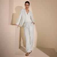 Wide Leg Linen Blend Trousers