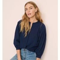 Linen Blend Lace Detail Blouse