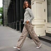 Leopard Print Wide Leg Trousers