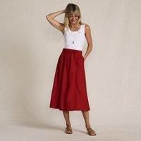 Tie Waist Linen Blend Midi Skirt
