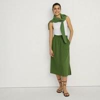 Tie Waist Linen Blend Midi Skirt