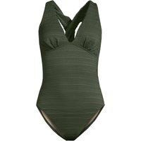 Seersucker Plunge Twist Back High Leg Swimsuit