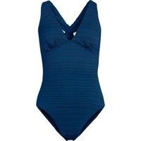 Seersucker Plunge Twist Back High Leg Swimsuit