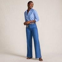 Petite Soft Denim Braided Seam Wide Leg Jeans