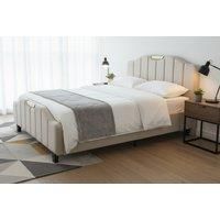 Retro PU Leather Upholstered Double Bed Frame - Cream or Blue