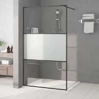 Belfry Bathroom Strawser 5mm Glass Fixed Shower Screen black 195.0 H x 90.0 W x 0.5 D cm