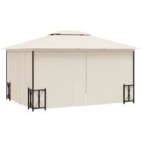 Dakota Fields Gazebo With Sidewalls&Double Roofs 3X4 M Anthracite Cream 400cm W X 300cm D X 265cm H