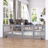Archie & Oscar Martinez Free Standing Pet Gate Light Wood 61cm H X 204cm W X 30cm D