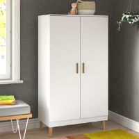 Zipcode Design Dekalb 2 Door Wardrobe White 184cm H X 100cm W X 55cm D