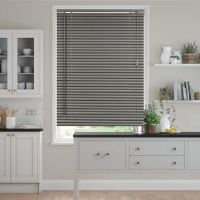 17 Stories Embossed PVC Venetian Blind Grey 150 cm L x 195 cm W