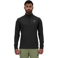 New Balance Men/'s Space Dye 1/4 Zip, Black Heather, S
