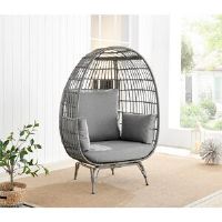 Bloomsbury Market Coffeyville Cosy Rattan Weave Egg Chair With Cushion - Contemporary Modern Design Grey 377.19cm H X 273.05cm W X 213.36cm D