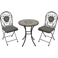 Marlow Home Co. Chubbuck Round 3 - Piece 2 - Person 60Cm L Outdoor Bistro Set black/gray 60.0 W x 60.0 D cm