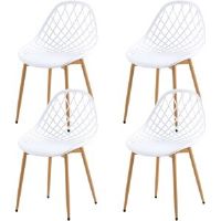 George Oliver Dining Chair Plastic Seat with Sturdy Metal Legs White/Natural 83cm H X 52cm W X 47cm D