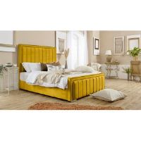 Canora Grey Ajea Upholstered Bed Frame Mustard Gold Single (3')