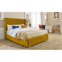 Canora Grey Akifumi Upholstered Bed Frame Mustard Gold Single (3')
