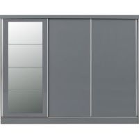 Zipcode Design Cascio 3 Door Sliding Wardrobe Grey 194cm H X 242.5cm W X 62cm D