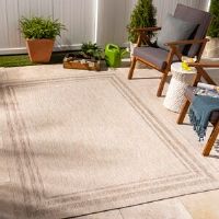 Highland Dunes Clemow Outdoor Boho Jute-Look Rug Beige Beige Rectangle 200 x 275cm