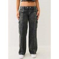True Religion Natalie Low Rise Relaxed Cargo Pants - Black