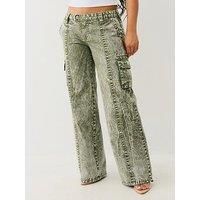 True Religion Natalie Low Rise Relaxed Cargo Pants - Khaki