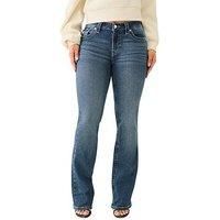 True Religion Women/'s Crystal Wing Becca Mid Rise Boot Flap Jeans - Stylish Flap, Marina, 28