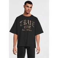 True Religion Men/'s Forest Camo Oversized Tee – Short Sleeve Crewneck Graphic T-Shirt, Jet Black, XXL