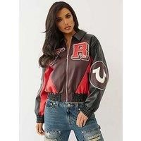 True Religion Colour Blocked Pu Varsity Jacket - Multi