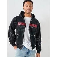 True Religion Clinched Big T Zip Up Hoodie - Black