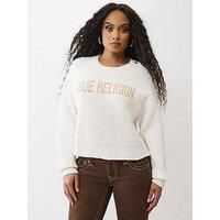 True Religion Embroidered Off Shoulder Sweater - White