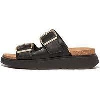 Fitflop Gen-Ff Buckle Two-Bar Leather Slides - Black