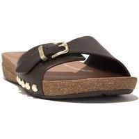 Fitflop iQushion Adjustable Buckle Slides Chocolate Brown