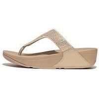 Fitflop Women/'s LULU Crystal Embellished Toe-Post Sandals, Latte Beige, 8 UK