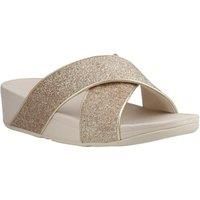 Fitflop Women/'s LULU GLITTERDUST Cross Slides Sandal, Gold, 5 UK