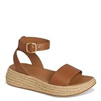 Fitflop Women/'s F-Mode Espadrille Leather Flatform A/Strap Sandals, Deep Tan, 4 UK