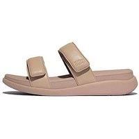 Fitflop Women/'s F-Mode GO Adjustable Flatform Two-BAR Slides Sandal, Beige, 6 UK