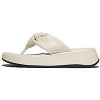 Fitflop F-Mode Knot Soft-Leather Flatform Toe-Post Sandals - Paris Beige