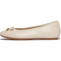 Fitflop Delicato Bow Soft Leather Ballet Flats - Paris Beige