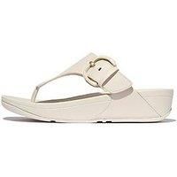 Fitflop Women/'s LULU Resin-Buckle Leather Toe-Post Sandals, Beige, 5 UK