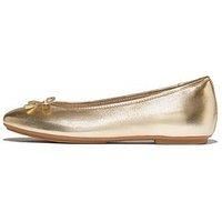 Fitflop Women/'s DELICATO Bow Soft Metallic-Leather Ballet Flats, Platino, 7 UK