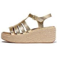 Fitflop Platfforms Espadrille Leather Fisherman Wedge Sandals - Platino