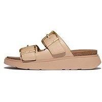 Fitflop Women/'s GEN-FF Buckle Two-BAR Leather Slides Sandal, Beige, 7 UK
