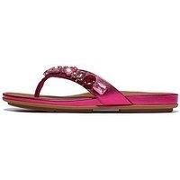 Fitflop Gracie Jewel-Deluxe Metallic-Leather Flip-Flops - Metallic Wild Raspberry