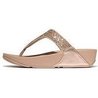 Fitflop Women/'s LULU Crystal-Mix Toe-Post Sandals, Metallic Classic Beige, 7 UK