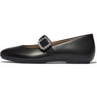 Fitflop Women/'s DELICATO Crystal-Buckle Leather Mary Janes Flat, Black, 6 UK