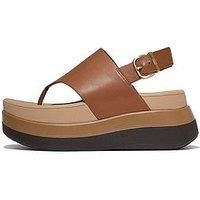 Fitflop F-Mode Stack Leather Back-Strap Toe-Post Sandal - Deep Tan