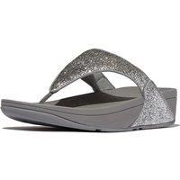 Fitflop Women/'s LULU Crinkled-Shimmer Toe-Post Sandals, Silvereen, 7 UK