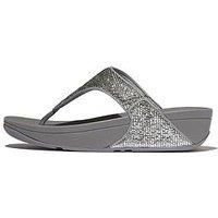 Fitflop Women/'s LULU Crinkled-Shimmer Toe-Post Sandals, Silvereen, 8 UK