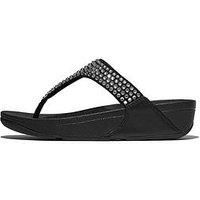 Fitflop Women/'s LULU Maxi-Crystal Toe-Post Sandals, Black, 3 UK