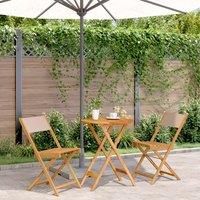 3 Piece Bistro Set Taupe Fabric and Solid Wood