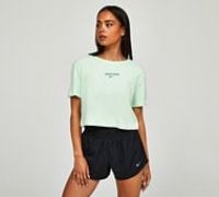 Nike Womens Dri-FIT Pro Short Sleeve Cropped T-Shirt - Green - Size L